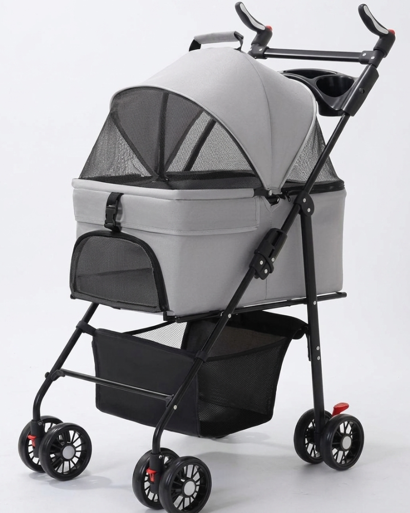 Skatrs Portable Pet Stroller for Small & Medium Dogs and Cats (Grey) Both-Bedding, Mats & Travel Supplies Skatrs