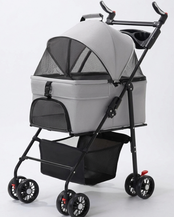 Skatrs Portable Pet Stroller for Small & Medium Dogs and Cats (Grey)