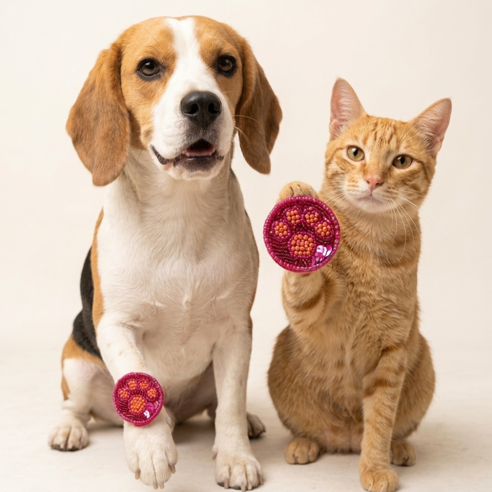 Skatrs Blossom Bond Pet Rakhi for Dogs & Cats (Pink and Orange) Both-Clothing & Accessories Skatrs Pet Rakhi