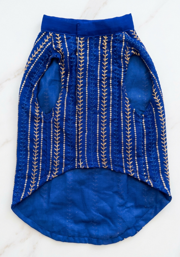 Skatrs Maharaja Handcrafted Sherwani for Dogs and Cats (Sapphire Blue)