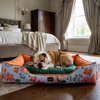 Skatrs Flower Meadow Bed for Dogs & Cats (Orange/Green) Both-Bedding, Mats & Travel Supplies Skatrs M