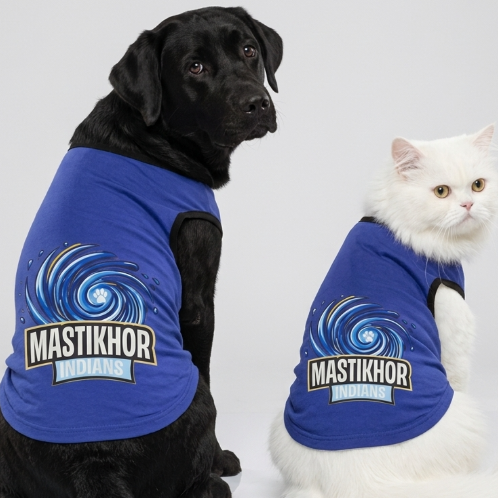 Skatrs Mastikhor Indians Cricket Jersey for Dogs and Cats (Blue) Both-Clothing & Accessories Skatrs S