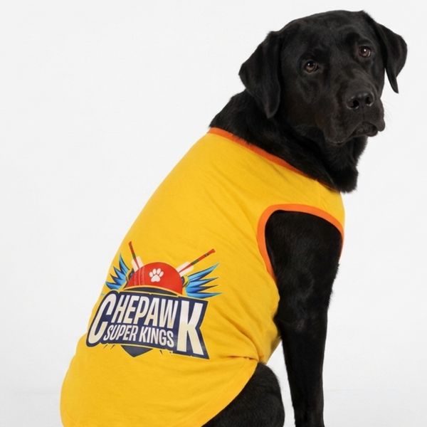 Skatrs Chepawk Superkings Cricket Jersey for Dogs and Cats (Yellow)