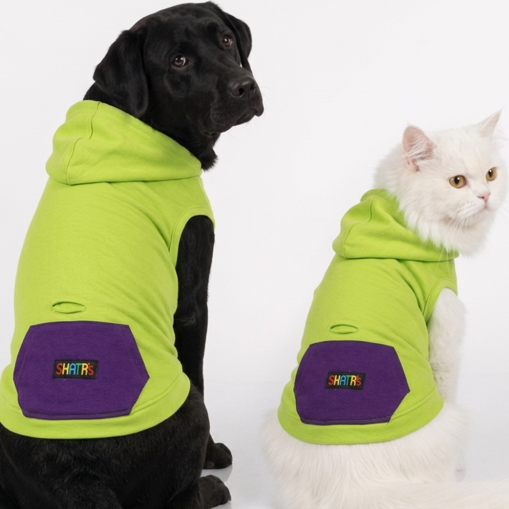 Skatrs Galaxy Breezy Hoodies with Pockets for Dogs and Cats (Green) Both-Clothing & Accessories Skatrs L