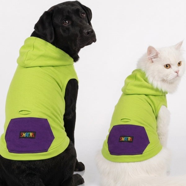 Skatrs Galaxy Breezy Hoodies with Pockets for Dogs and Cats (Green)