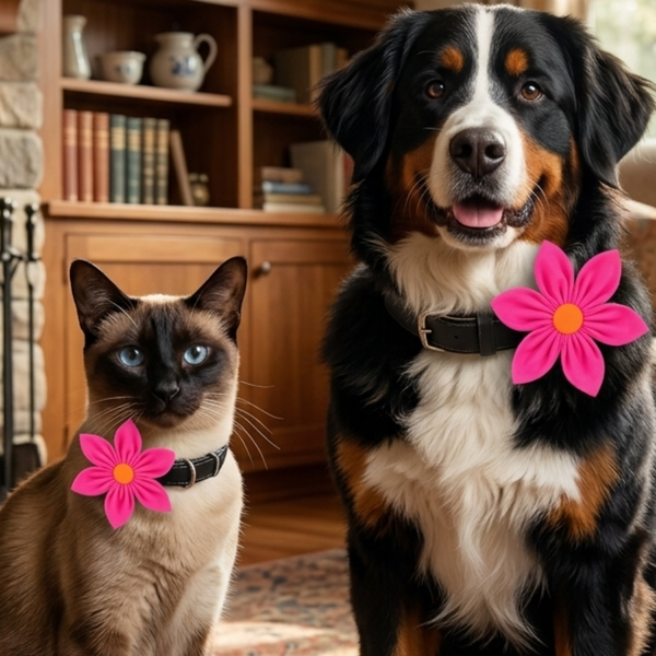 Skatrs Flower Bow for Dogs and Cats (Pink)