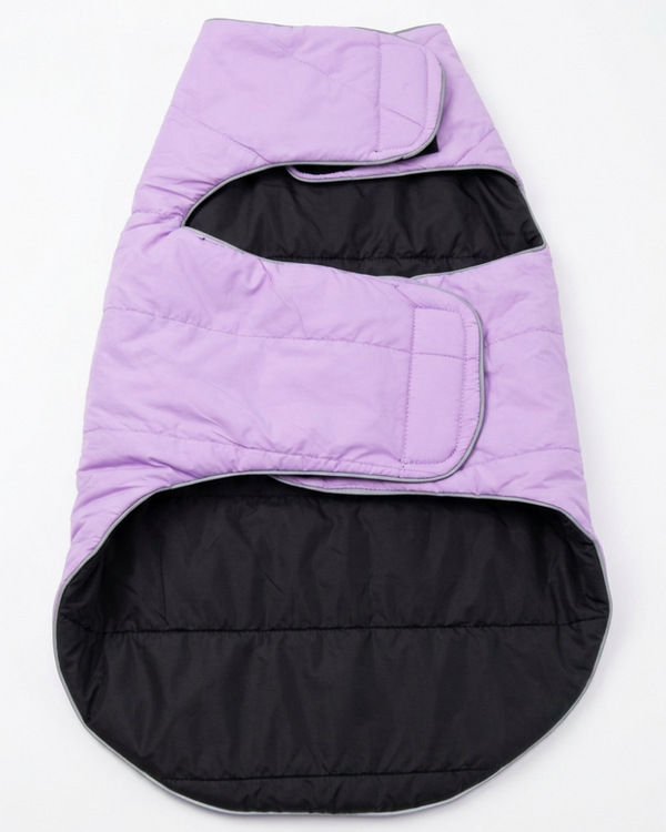 Skatrs Puffer Reversible Jacket for Dogs and Cats (Black/Lilac)