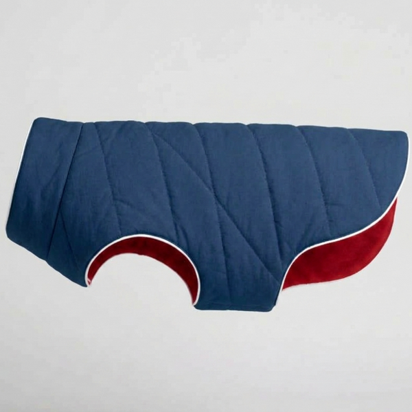Skatrs Puffer Reversible Jacket for Dogs and Cats (Blue/Red)