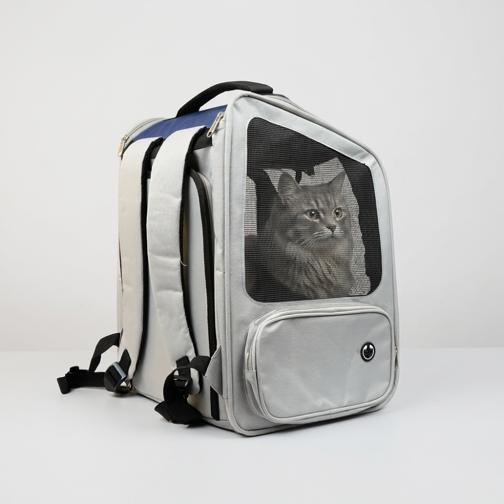 Skatrs Breathable Cat Backpack Carrier Foldable & Ventilated Travel Bag for Adult & Kitten Cats (Blue) Cats-Bedding, Mats & Travel Supplies Skatrs
