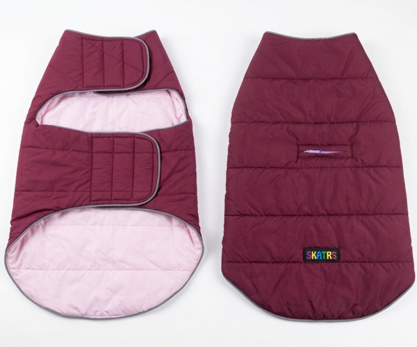 Skatrs Puffer Reversible Jacket for Dogs and Cats (Wine/Pink)