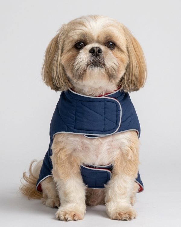 Skatrs Puffer Reversible Jacket for Dogs and Cats (Blue/Red)
