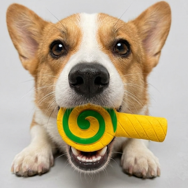 Skatrs Lollipop Latex Chew Toy for Dogs (Yellow)