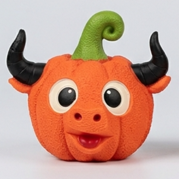 Skatrs Pumpkin Bull Head Latex Chew Toy for Dogs