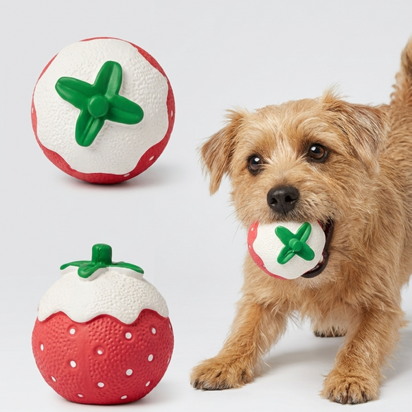Skatrs Strawberry Latex Chew Toy for Dogs (Pink)