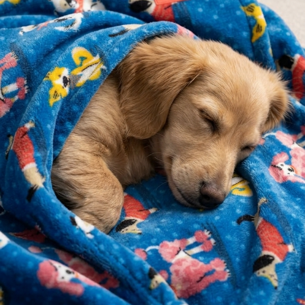 Skatrs Dog Print Blanket for Pets & Humans (Blue)