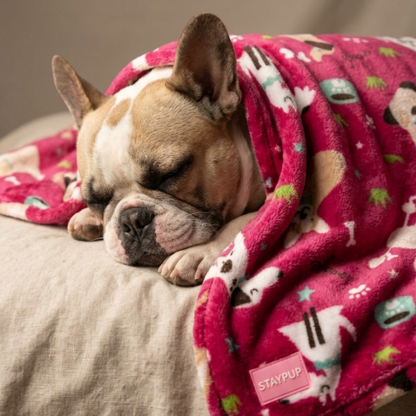 Skatrs Dog Print Blanket for Pets & Humans (Pink)