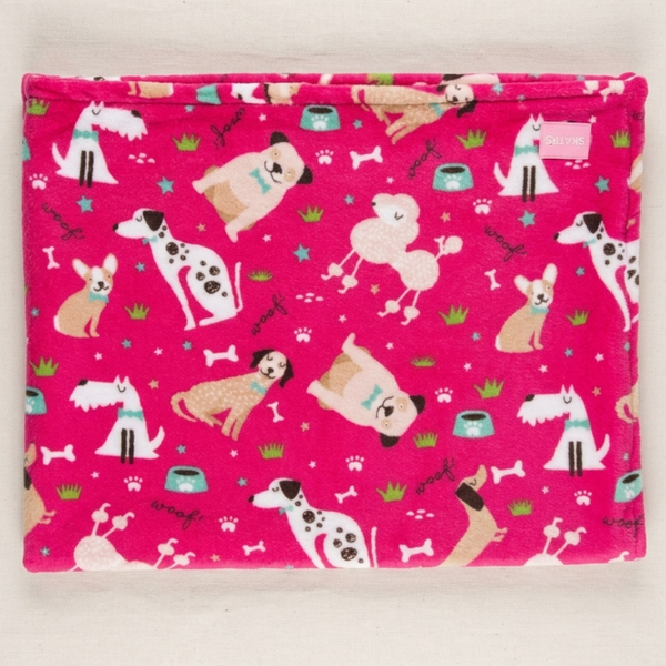 Skatrs Dog Print Blanket for Pets & Humans (Pink)