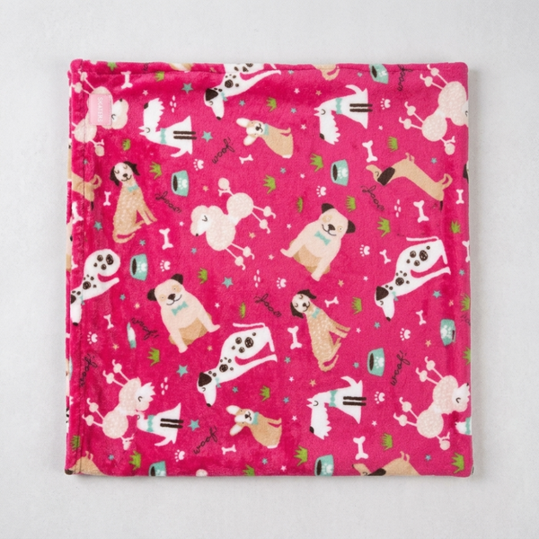 Skatrs Dog Print Blanket for Pets & Humans (Pink)