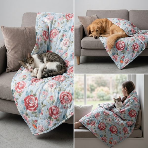 Skatrs Floral Blanket for Dogs & Cats