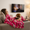 Skatrs Dog Print Blanket for Pets & Humans (Pink) Both-Bedding, Mats & Travel Supplies Skatrs