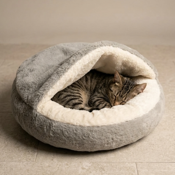 Skatrs Bed and Blanket for Small Dogs, Cats and Kittens (White and Grey)