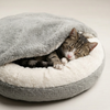 Skatrs Bed and Blanket for Small Dogs, Cats and Kittens (White and Grey) Both-Bedding, Mats & Travel Supplies Skatrs
