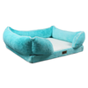 Petter World Ultra Luxury Micro Fur Orthopedic Sofa Bed with Sherpa Fur Cushion for Dogs and Cats (Turquoise) Both-Bedding, Mats & Travel Supplies Petter World Dropship M