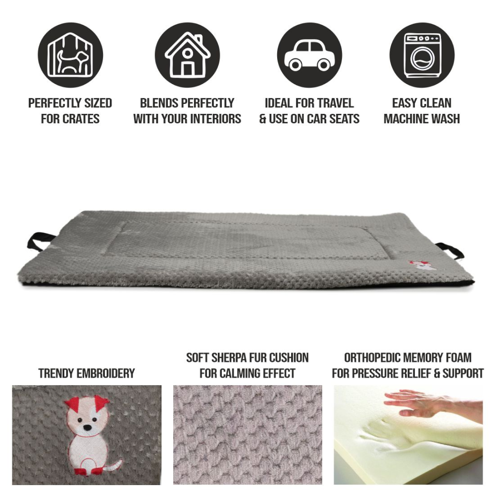 Petter World Orthopedic Memory Foam Crate Mat for Joint Support & Pressure Relief for Dogs (Meteorite)