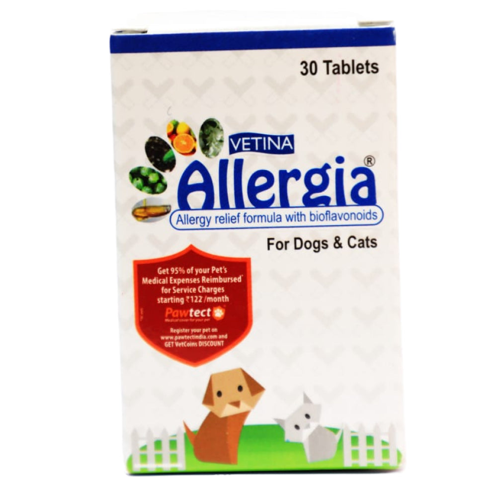 Vetina Allergia Tablet for Dogs and Cats (pack of 30 tablets)