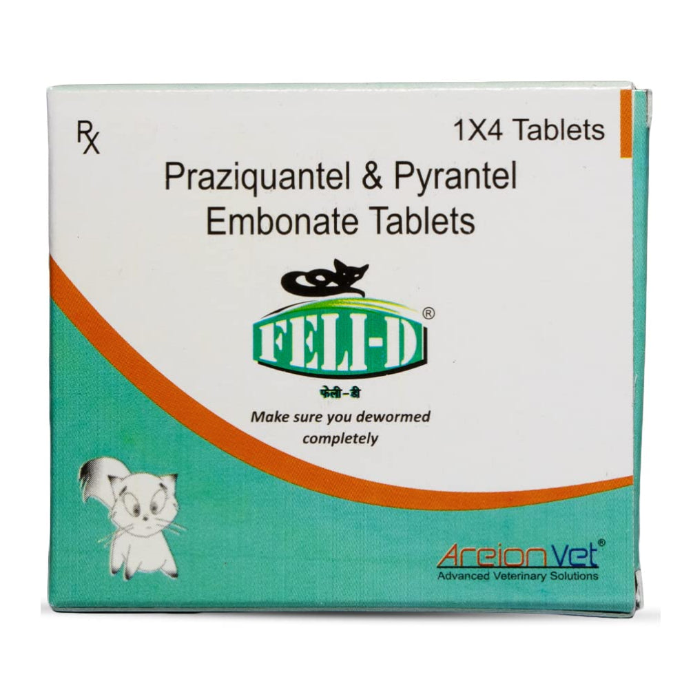 Areion Vet Feli D Kitten Deworming Suspension (15ml) and Feli D Deworming Tablets for Cats (4 tablets) Combo Cats-Pharmacy Exclusive Combo