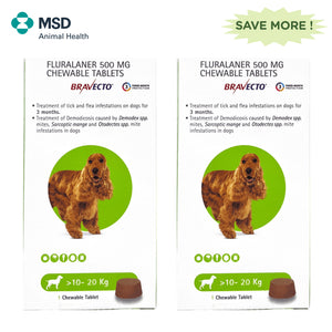 MSD Animal Health Bravecto (10-20kg) Tablet Combo (2 tablets)