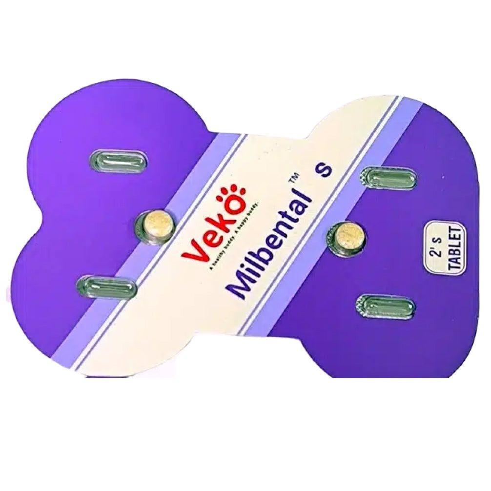 Veko Milbental Dewormer Tablets for Dogs (2 Tablets) Dogs-Pharmacy Veko Pharmacy S - 1 strip (2 tablets)