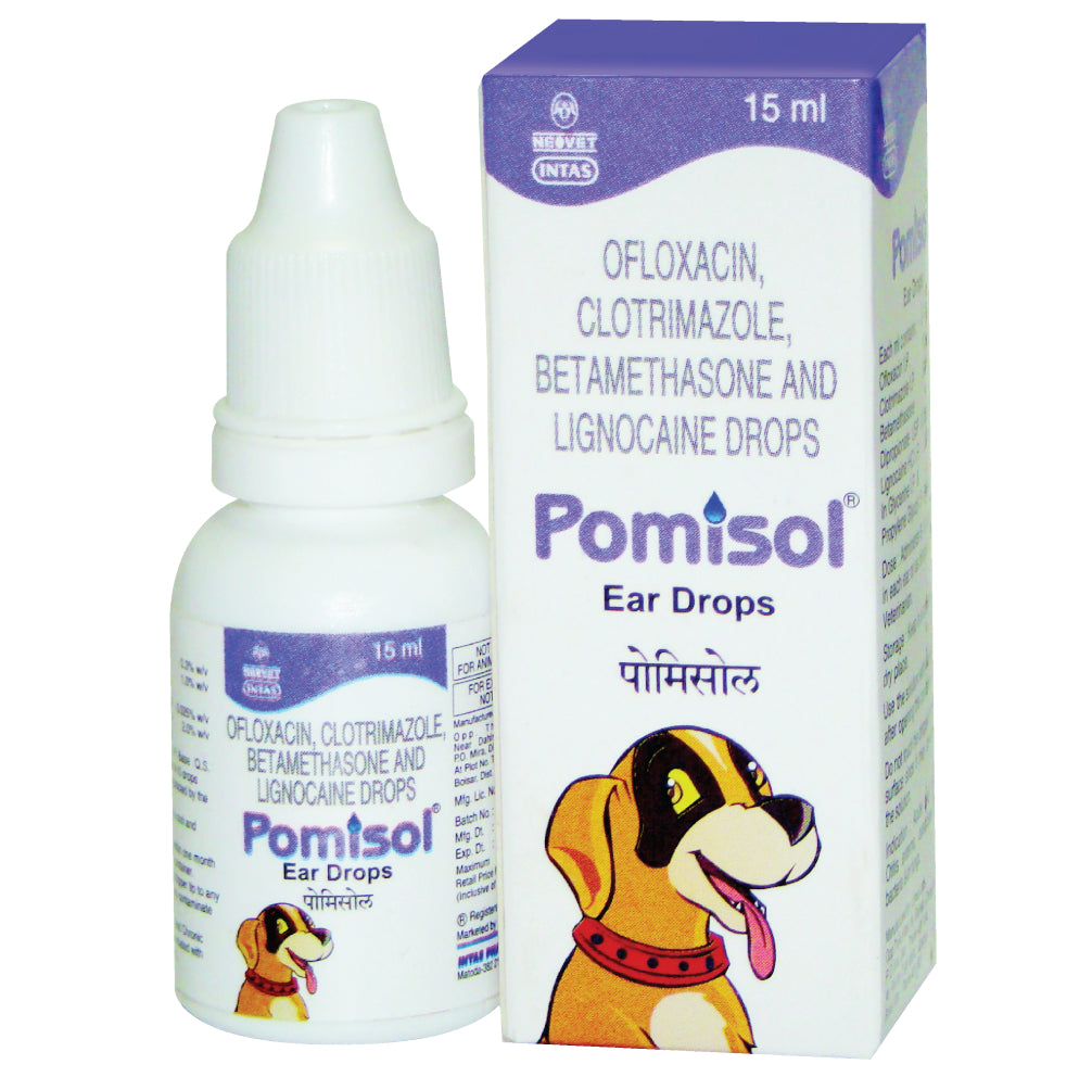 Intas Pomisol Ear Drops for Dogs & Cats (15ml)