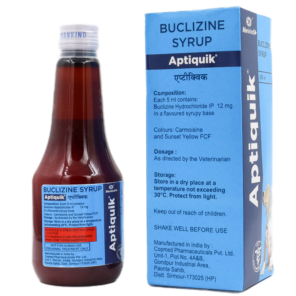 Mankind Aptiquik Syrup (Buclizine) for Dogs (200ml) Dogs-Pharmacy Mankind Pharmacy