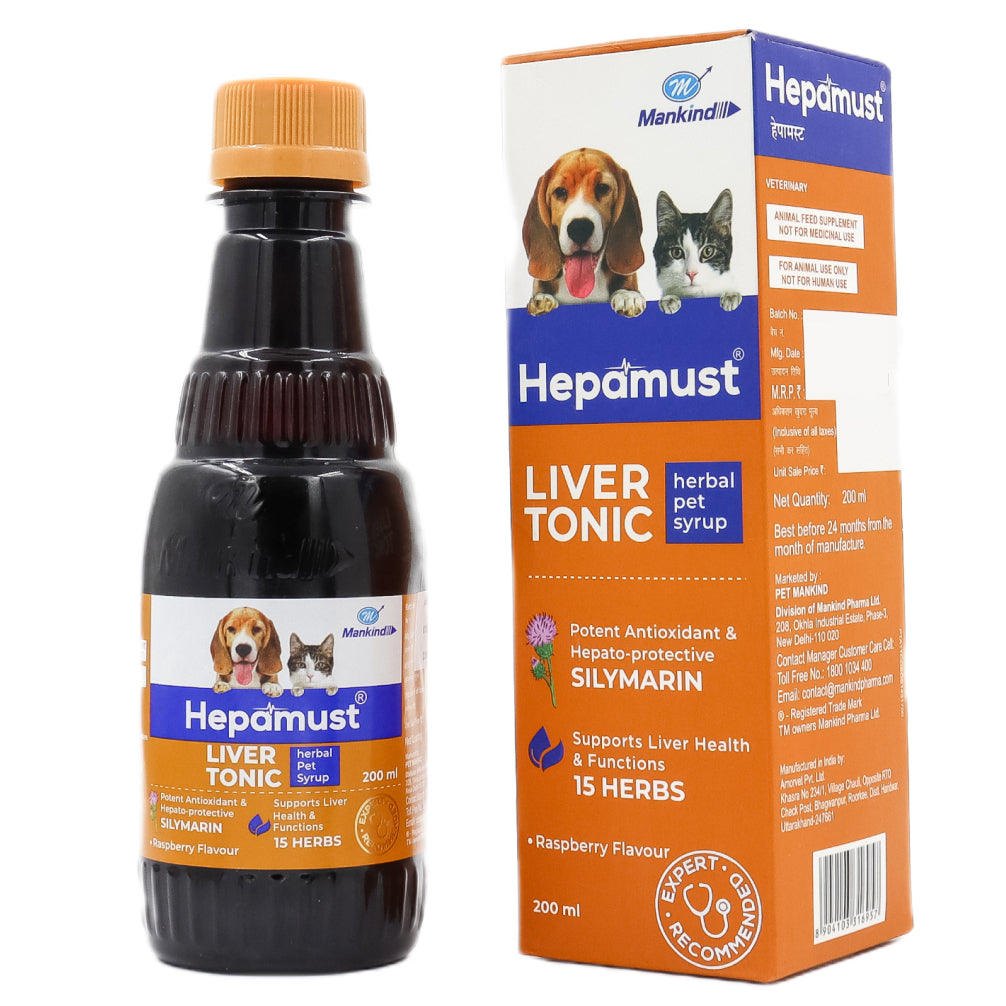 Drontal Plus Tasty Deworming Tablet for Dogs (6 Tabs) and Mankind Hepamust Liver Tonic 200ml Combo Dogs-Pharmacy Exclusive Combo