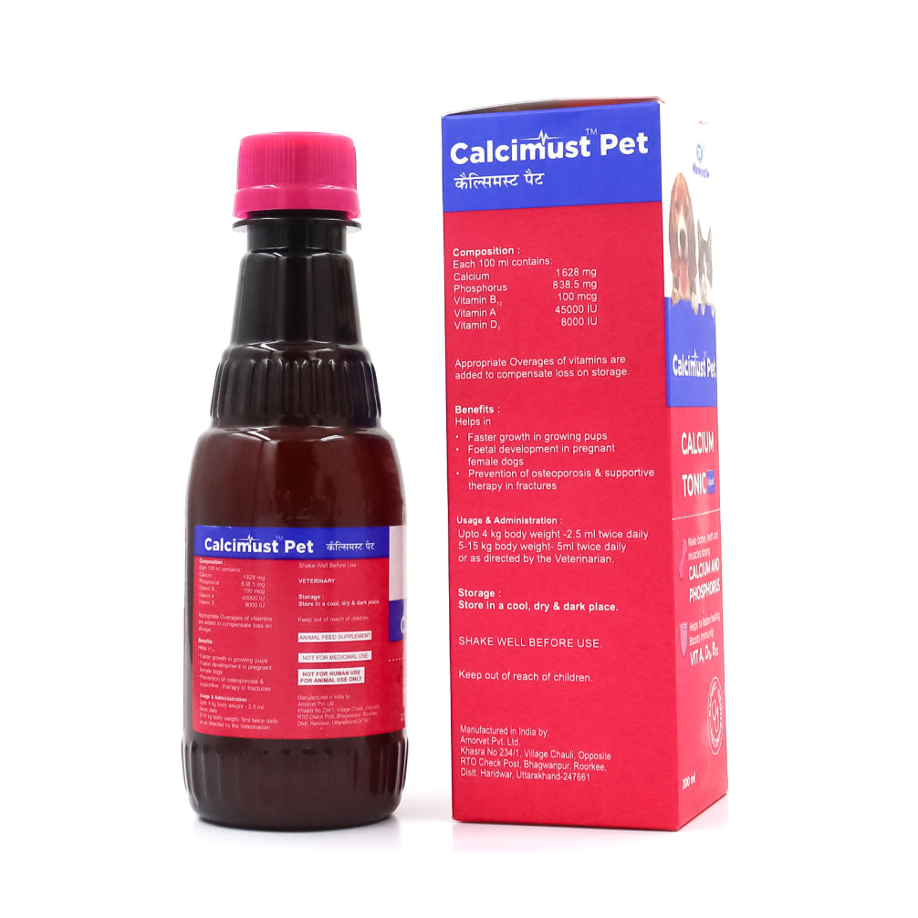 Mankind Calcimust Syrup Calcium Supplement for Dogs and Cats (200ml) Both-Pharmacy Mankind Pharmacy