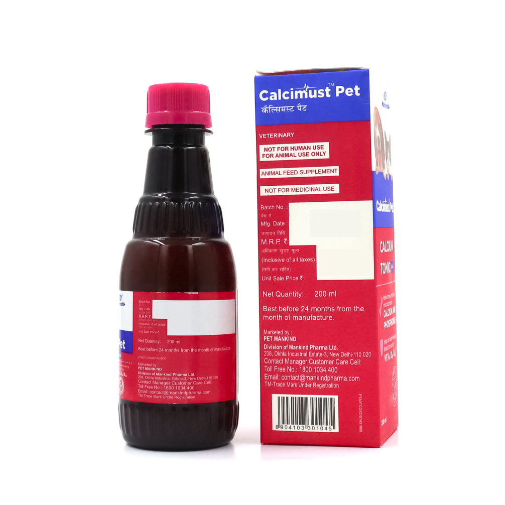 Mankind Calcimust Syrup Calcium Supplement for Dogs and Cats (200ml) Both-Pharmacy Mankind Pharmacy