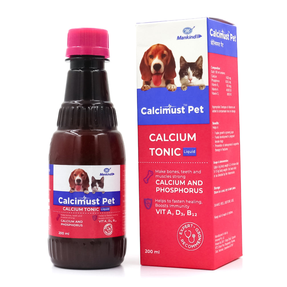 Mankind Calcimust Syrup 200ml and Hepamust Liver Tonic 200ml for Dogs & Cats Combo Both-Pharmacy Exclusive Combo