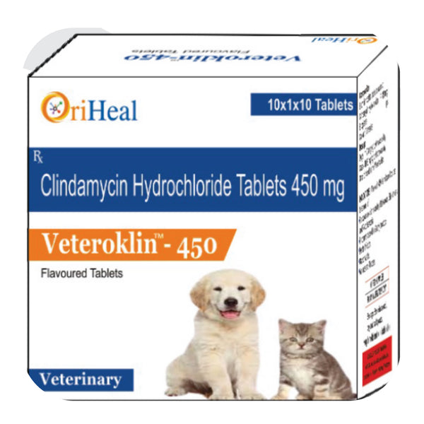 Oriheal Veteroklin 450mg (Clindamycin Hydrochloride) Tablet for Dogs and Cats