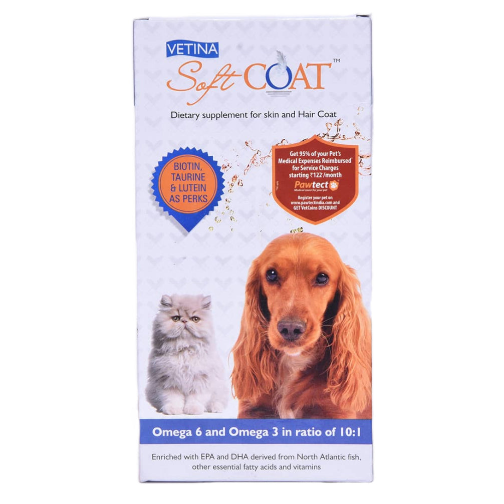 Vetina Soft Coat Dietary Supplements for Skin & Hair Coat for Dogs and Cats Both-Pharmacy Vetina Pharmacy 200ml