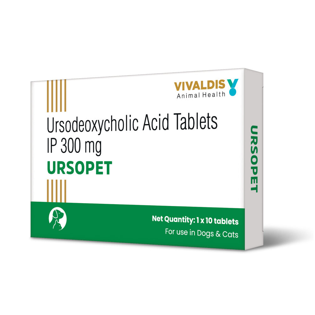Vivaldis Ursopet Tablet 300mg (Ursodeoxycholic Acid) for Dogs & Cats Both-Pharmacy Vivaldis Pharmacy