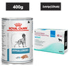 Royal Canin Veterinary Diet Hypoallergenic Dog Wet Food (400g) and Zoetis Apoquel (Oclacitinib) 5.4mg Tablet for Dogs (pack of 10 tablets) Dogs-Pharmacy Exclusive Combo 400g + 1 strip(10 tablets)