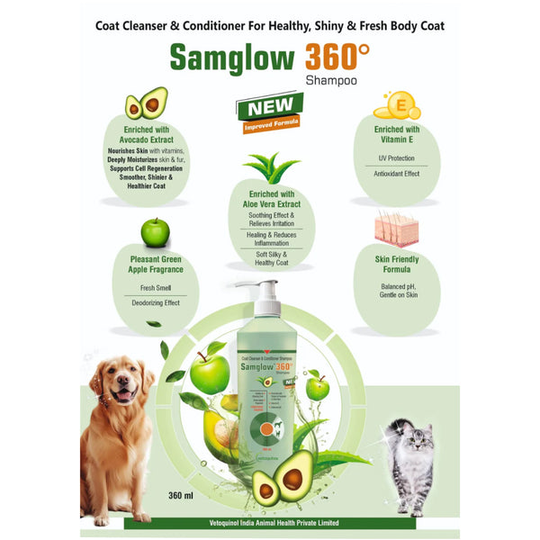 Vetoquinol Samglow 360 Coat & Conditioner Shampoo for Dogs and Cats
