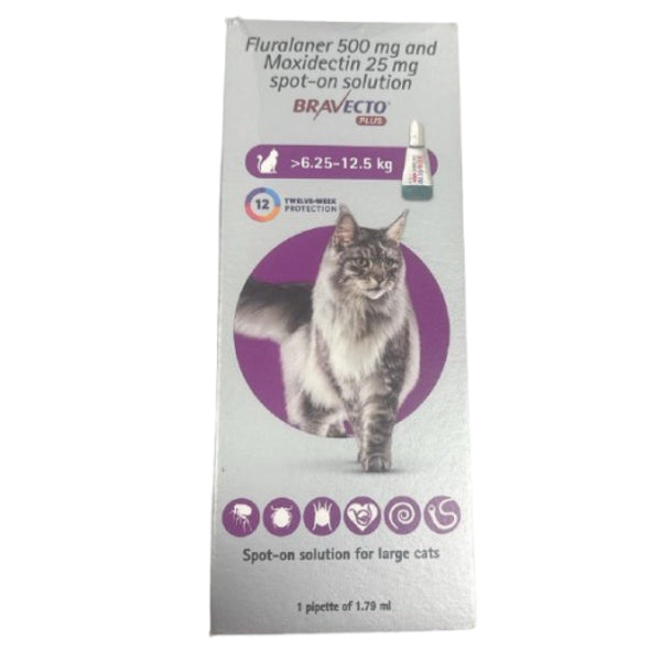 MSD Animal Health Bravecto 500mg (Fluralaner) Spot On for Large Cats (1 tube)