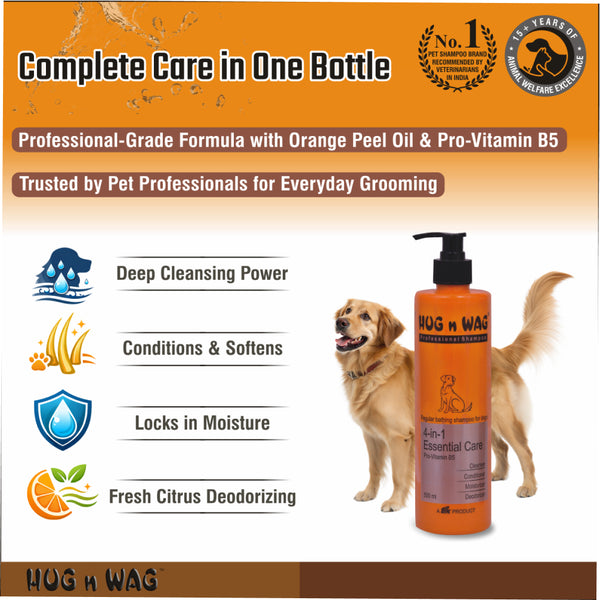 Ttk Hug n Wag Professional 4 in 1 Essential Care Shampoo with Pro Vitamin B5 for Dogs