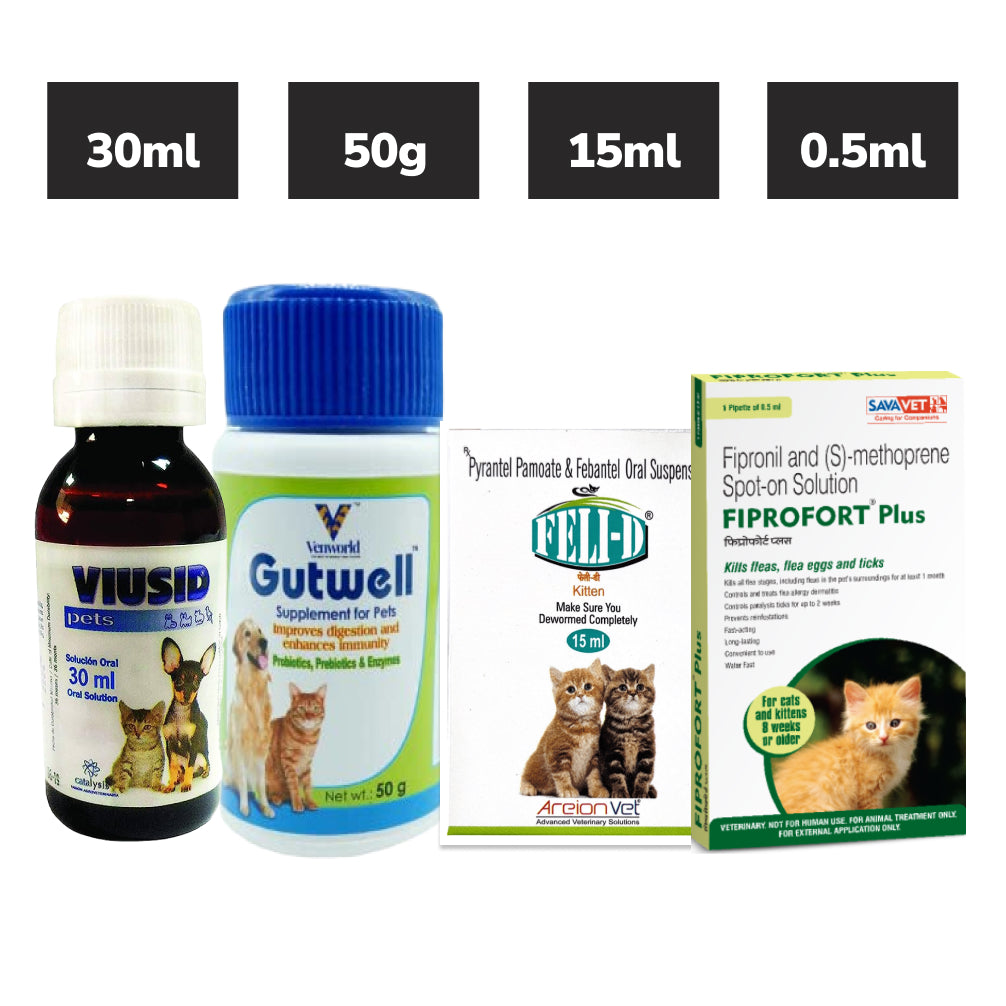Preventive Care Kit Combo for Kitten (Dewormer + Spoton + Supplement + Probiotic) Cats-Pharmacy Exclusive Combo