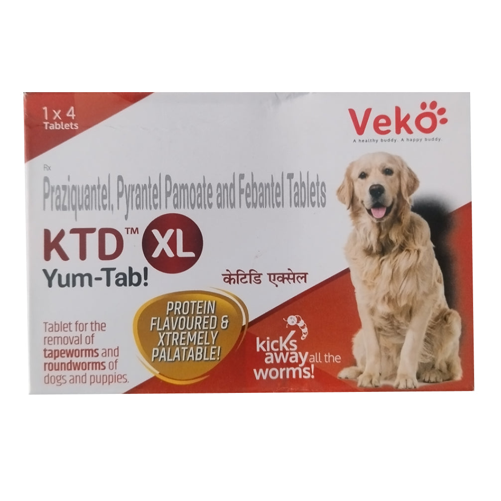 Veko KTD XL Yum Tablet Dewormer for Dogs (pack of 4 tablets)