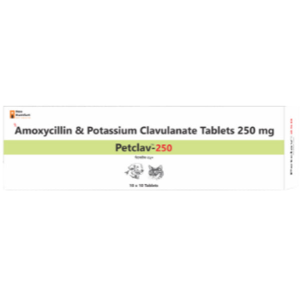 Neo Kumfurt Petclav 250mg (Amoxycillin) Tablet for Dogs & Cats (pack of 10 tablets)