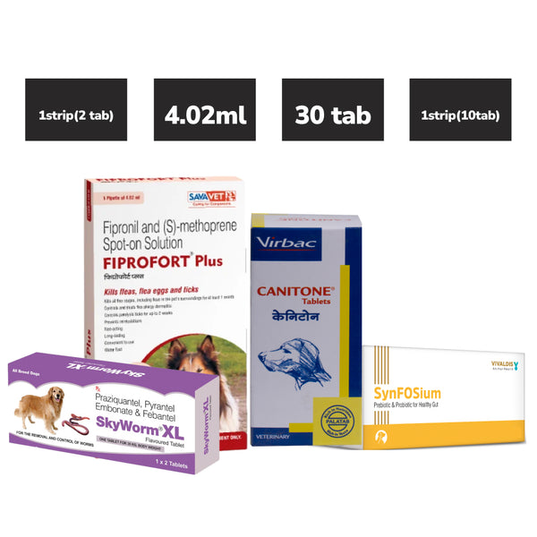 Preventive Care Kit Combo for Extra Large Dogs (Dewormer + Spoton + Supplement + Probiotic)