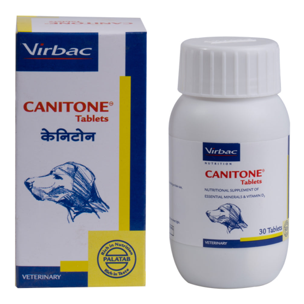 Virbac Canitone Tablets Calcium Supplement for Dogs and Cats (Pack of 30 tablets)